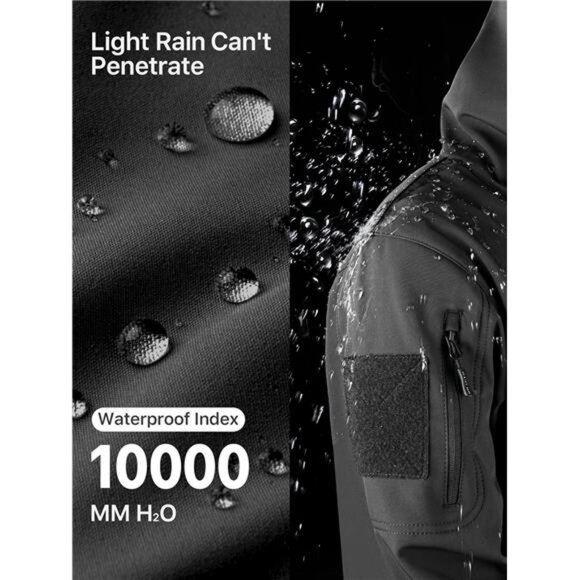 Mens Waterproof Softshell Jacket Hooded Military Tactical Fleece Lined Outdoor - Picture 4 of 7